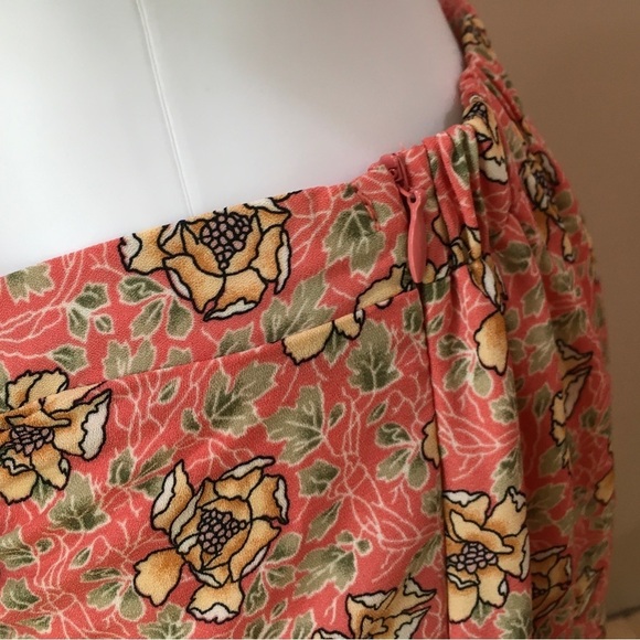 Max Studio midi skirt Floral peach Ruched ruffle size m new Womens - Picture 3 of 10